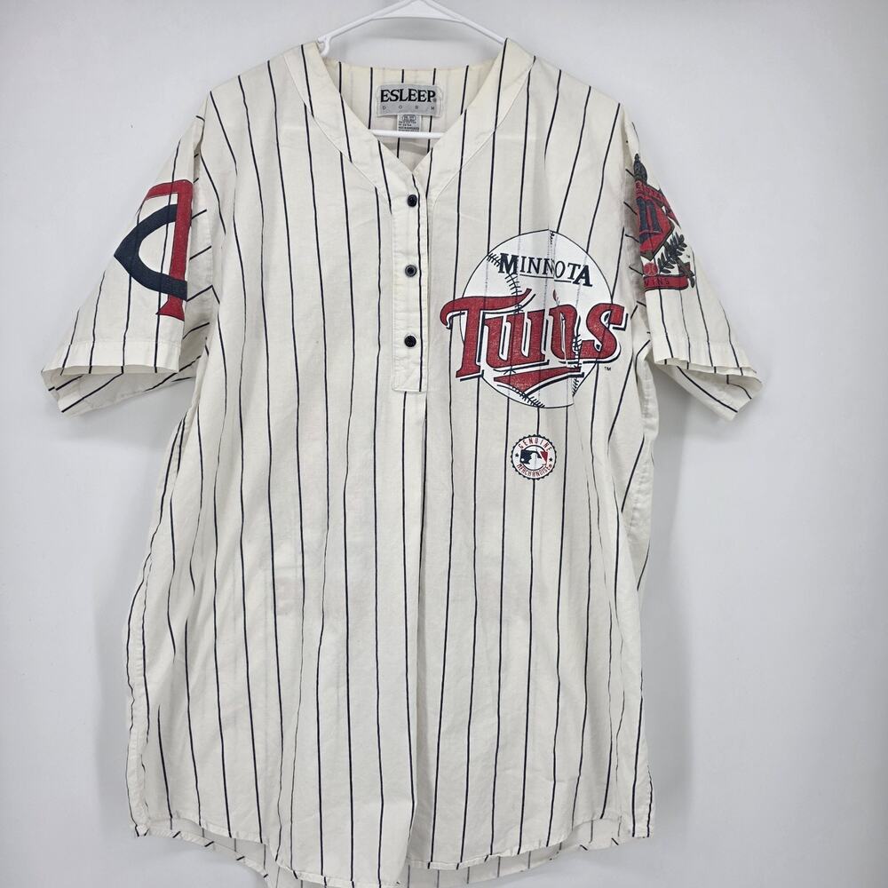 Vintage ESLEEP Dorm Minnesota Twins Jersey Sleep Shirt One Size 80s 90s MLB